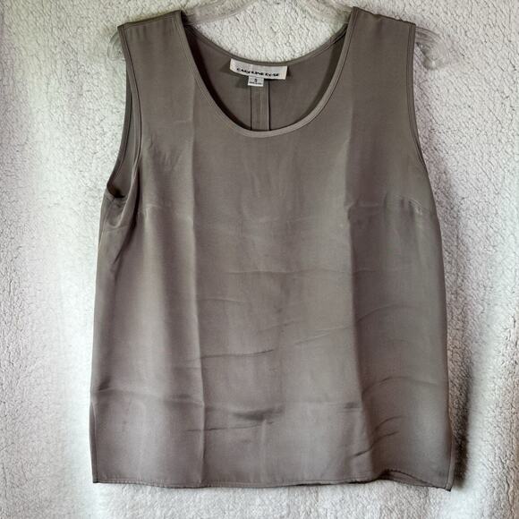 Caroline Rose Tops - Caroline Rose Beige 100% Silk Sleeveless Blouse Size S Made in USA